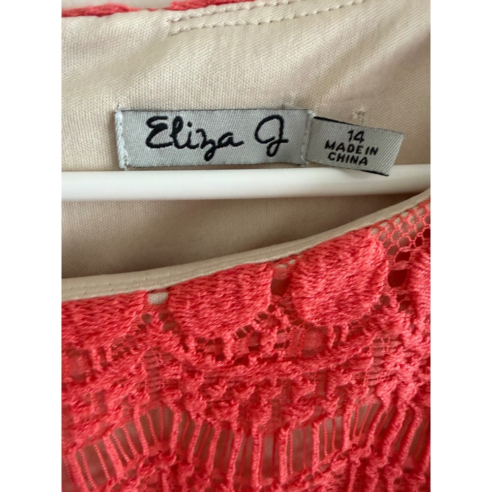 Eliza J Salmon Lace Dress Size 14 Sheath Cocktail Elegant - Picture 6 of 6